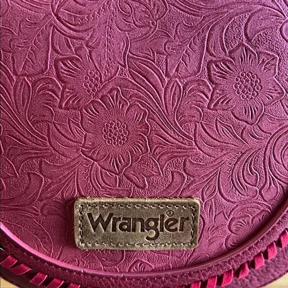 Wrangler | Red Rose Tooled Bag w/ Crossbody and Fringe Accents - Picture 3 of 12